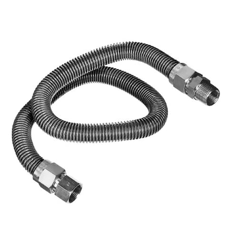Flextron Gas Line Hose 3/8'' O.D.x72'' Length 3/8" FIPx1/2" MIP Fittings, Stainless Steel Flexible Connector FTGC-SS14-72J
